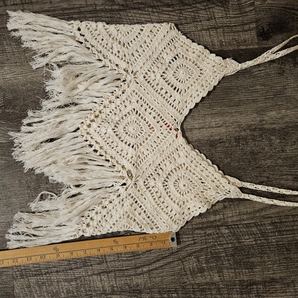 NWT C & V Chelsea & Violet Crochet Tank Top Cream Size Large - Picture 6 of 6